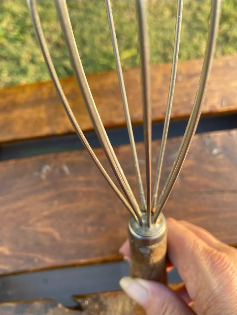 Vintage Balloon Wooden Handle Stainless Steel Wire Whisk